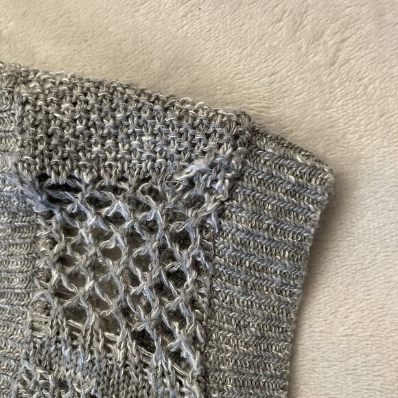 Vintage Y2K Express Crochet Sweater Vest Womens MEDIUM Gray Preppy Academia - Picture 10 of 10